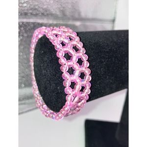 Pink Sparkly Beaded Stretch 3.25 Inch Around Bracelet!
